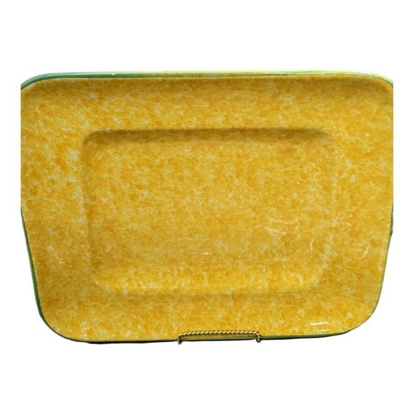 Set Yellow Serving Platter Tray & Bowl made in Italy by Over and Back vintage - Picture 7 of 11